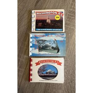 Set Of 3 Washington DC Color Views Mini Souvenir Travel Books Plastichrome Cards